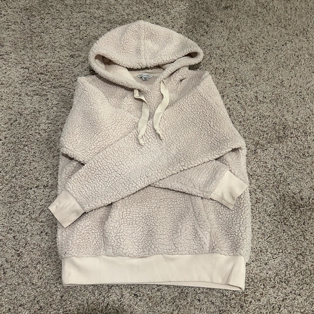 Cozy Cream Sherpa Hoodie Sweatshirt American Eagle